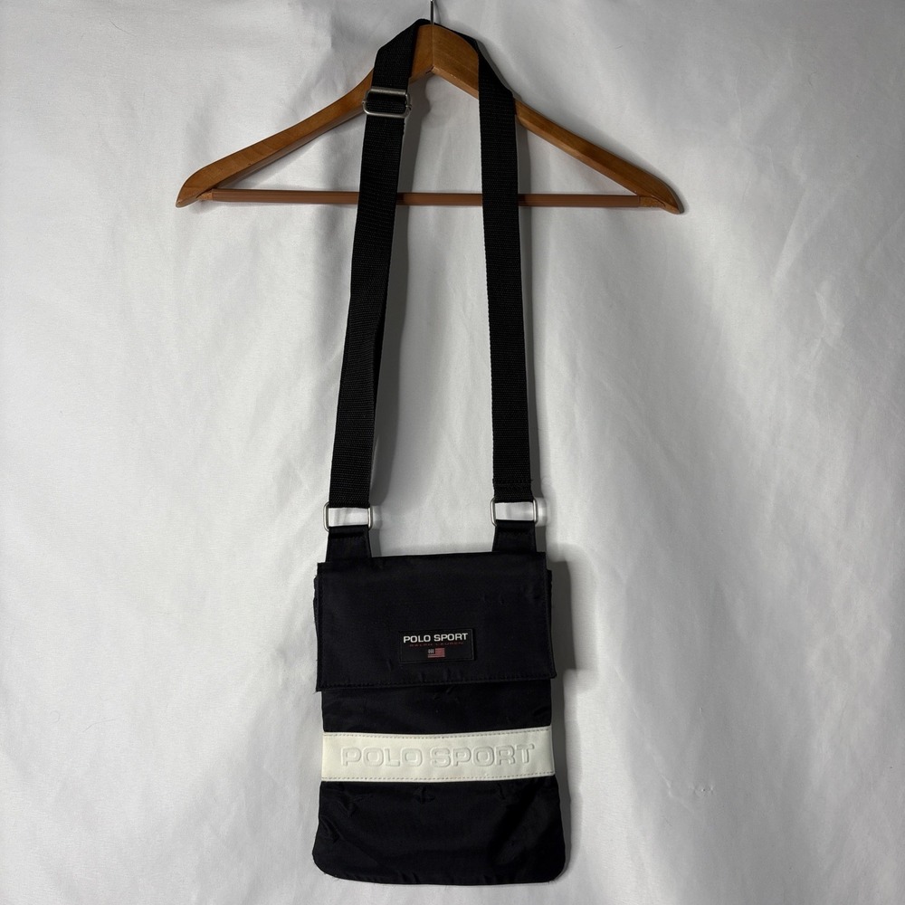 Vintage 90s Y2K Ralph Lauren‎ Polo Sport Crossbody Bag Purse Travel Black - Picture 2 of 11